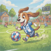 漫画の犬のサッカー選手 シール (正面)