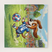 漫画の犬のサッカー選手 ジグソーパズル (横)