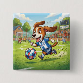 漫画の犬のサッカー選手 缶バッジ (正面)