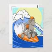 漫画の犬のプードルサーフィン ポストカード (正面/裏面)