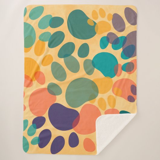 漫画の犬のポープリントカラフル抽象芸術 シェルパブランケット (正面)
