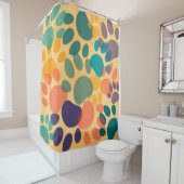 漫画の犬のポープリントカラフル抽象芸術 シャワーカーテン (インサイチュ)