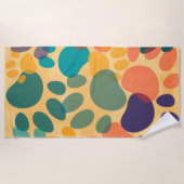 漫画の犬のポープリントカラフル抽象芸術 ビーチタオル (正面)
