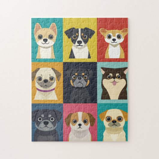 漫画の犬の品種 – かわいい子犬のコレクション ジグソーパズル (縦)