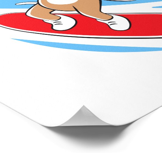 漫画の犬の子犬スノーボード冬の雪の日 ポスター (角)