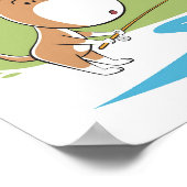 漫画の犬の子犬魚釣りサンレイク ポスター (角)