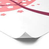 漫画の犬の子犬 鳥 花が咲く 花 ピンク 春 ポスター (角)