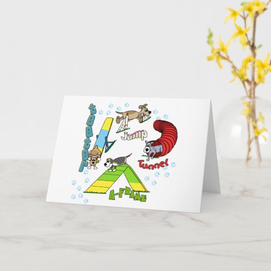 漫画の犬の敏捷性カード カード (黄色い花)