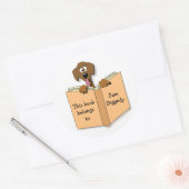 漫画の犬の蔵書票ステッカーテンプレート ラウンドシール (封筒)