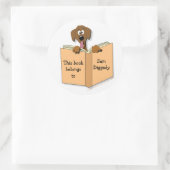 漫画の犬の蔵書票ステッカーテンプレート ラウンドシール (バッグ)