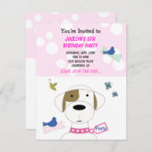 漫画の犬の誕生日パーティーへの招待 招待状 (正面/裏面)