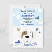 漫画の犬の誕生日パーティーへの招待 招待状 (正面)