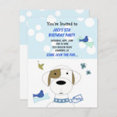 漫画の犬の誕生日パーティーへの招待 招待状 (正面/裏面)