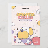 漫画の犬の赤ちゃんシャワー招待状 招待状 (正面)