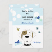 漫画の犬の赤ちゃんシャワー 招待状 (正面/裏面)
