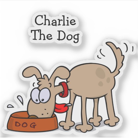漫画の犬食べの名前の犬の食べお気に入りの物 シール (正面)