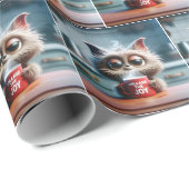漫画の猫がプリントされた面白い文句のコーヒーマグ ラッピングペーパー (ロールコーナー)