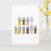 漫画の猫が強い勇気付けられる カード (黄色い花)