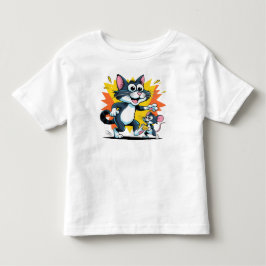 漫画の猫とネズミのチェイス トドラーTシャツ