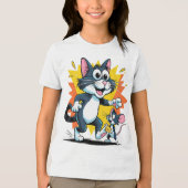 漫画の猫とネズミのチェイス トライブレンドＴシャツ (正面)