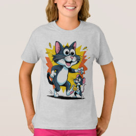 漫画の猫とネズミの追いかけっこ Tシャツ
