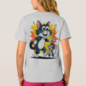 漫画の猫とネズミの追いかけっこ Tシャツ (裏面)