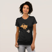 漫画の猫と遊マウス、おもしろい動物Tシャツ Tシャツ (正面フル)