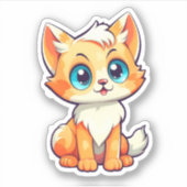 漫画の猫のイラストレーション シール (正面)