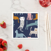 漫画の猫のイラストレーション スタンダードカクテルナプキン (インサイチュ)