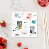 漫画の猫のイラストレーション スタンダードカクテルナプキン (インサイチュ)