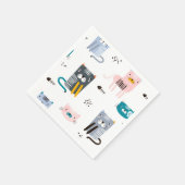 漫画の猫のイラストレーション スタンダードカクテルナプキン (角)