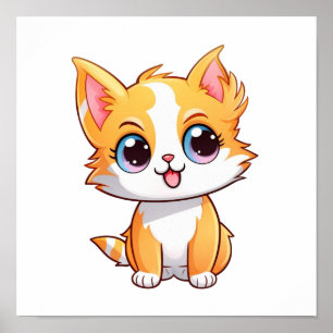 漫画の猫のイラストレーション ポスター