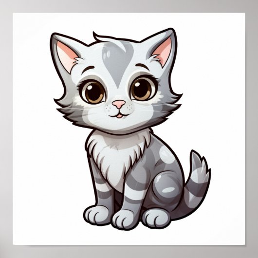 漫画の猫のイラストレーション ポスター (正面)