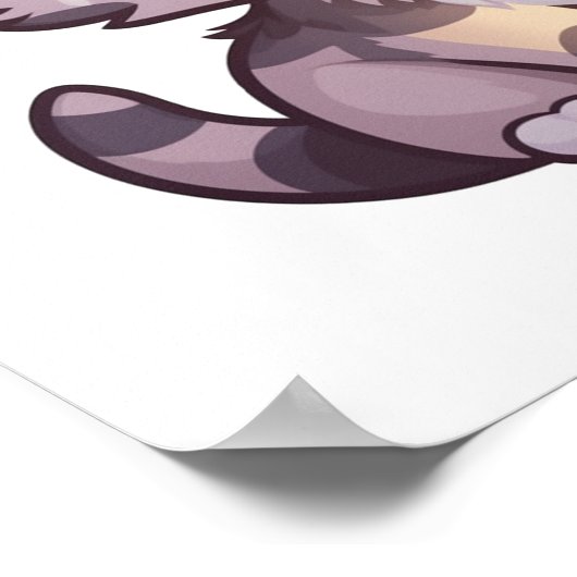 漫画の猫のイラストレーション ポスター (角)