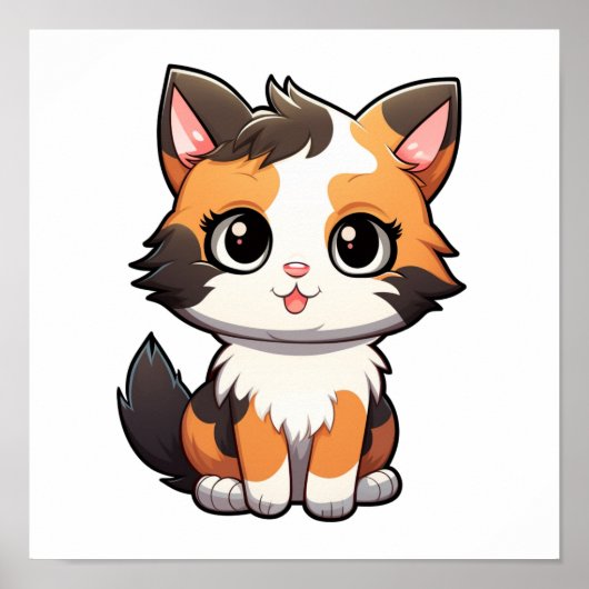 漫画の猫のイラストレーション ポスター (正面)