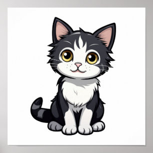 漫画の猫のイラストレーション ポスター