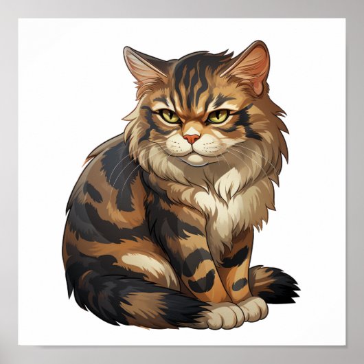 漫画の猫のイラストレーション ポスター (正面)