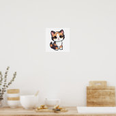 漫画の猫のイラストレーション ポスター (キッチン)