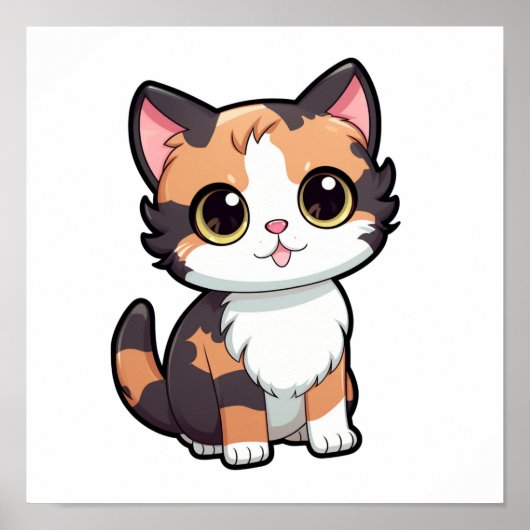 漫画の猫のイラストレーション ポスター (正面)