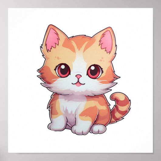 漫画の猫のイラストレーション ポスター (正面)