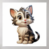 漫画の猫のイラストレーション ポスター (正面)