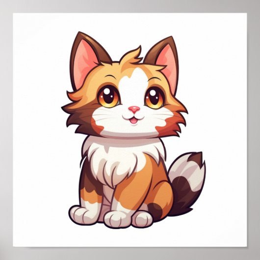 漫画の猫のイラストレーション ポスター (正面)