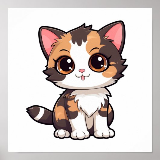 漫画の猫のイラストレーション ポスター (正面)