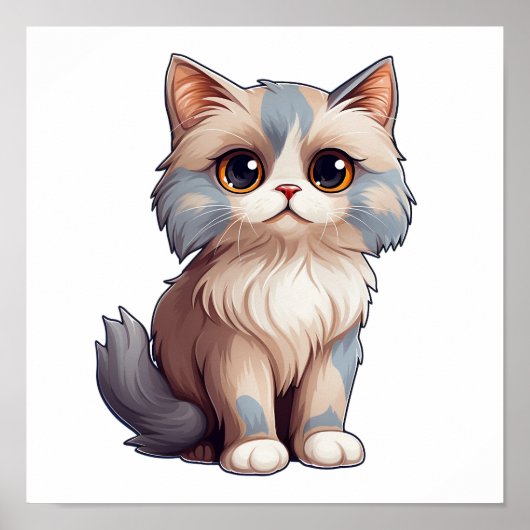 漫画の猫のイラストレーション ポスター (正面)