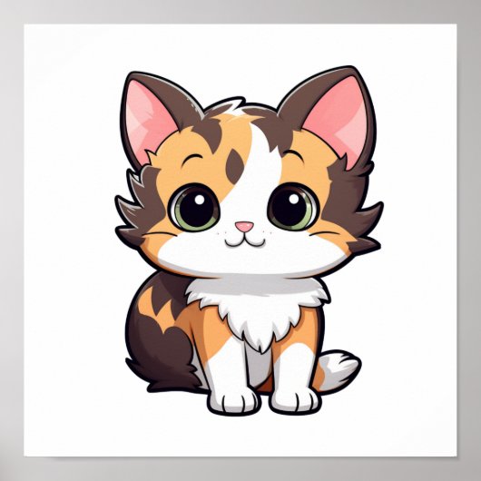 漫画の猫のイラストレーション ポスター (正面)