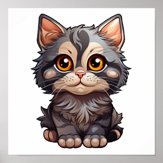漫画の猫のイラストレーション ポスター (正面)
