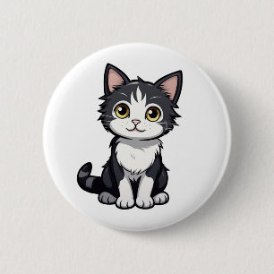 漫画の猫のイラストレーション 缶バッジ