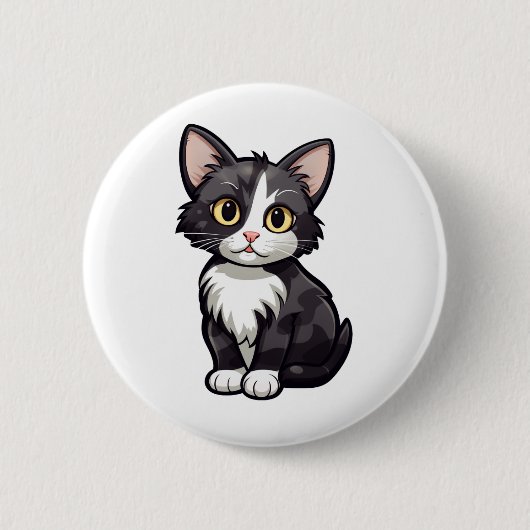 漫画の猫のイラストレーション 缶バッジ (正面)