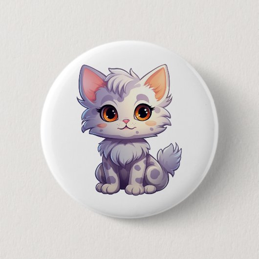 漫画の猫のイラストレーション 缶バッジ (正面)