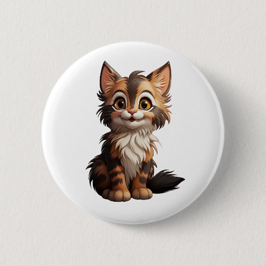 漫画の猫のイラストレーション 缶バッジ (正面)